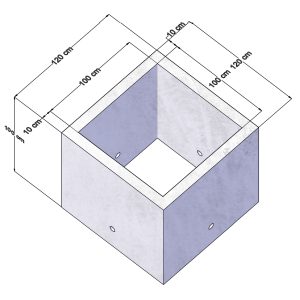 Camin rectangular / patrat din beton cu gauri tehnice 100 cm Apa si canal eprefabricate