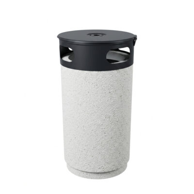 Cos de gunoi stradal din beton cu aspect de marmura alba 53×88 cm