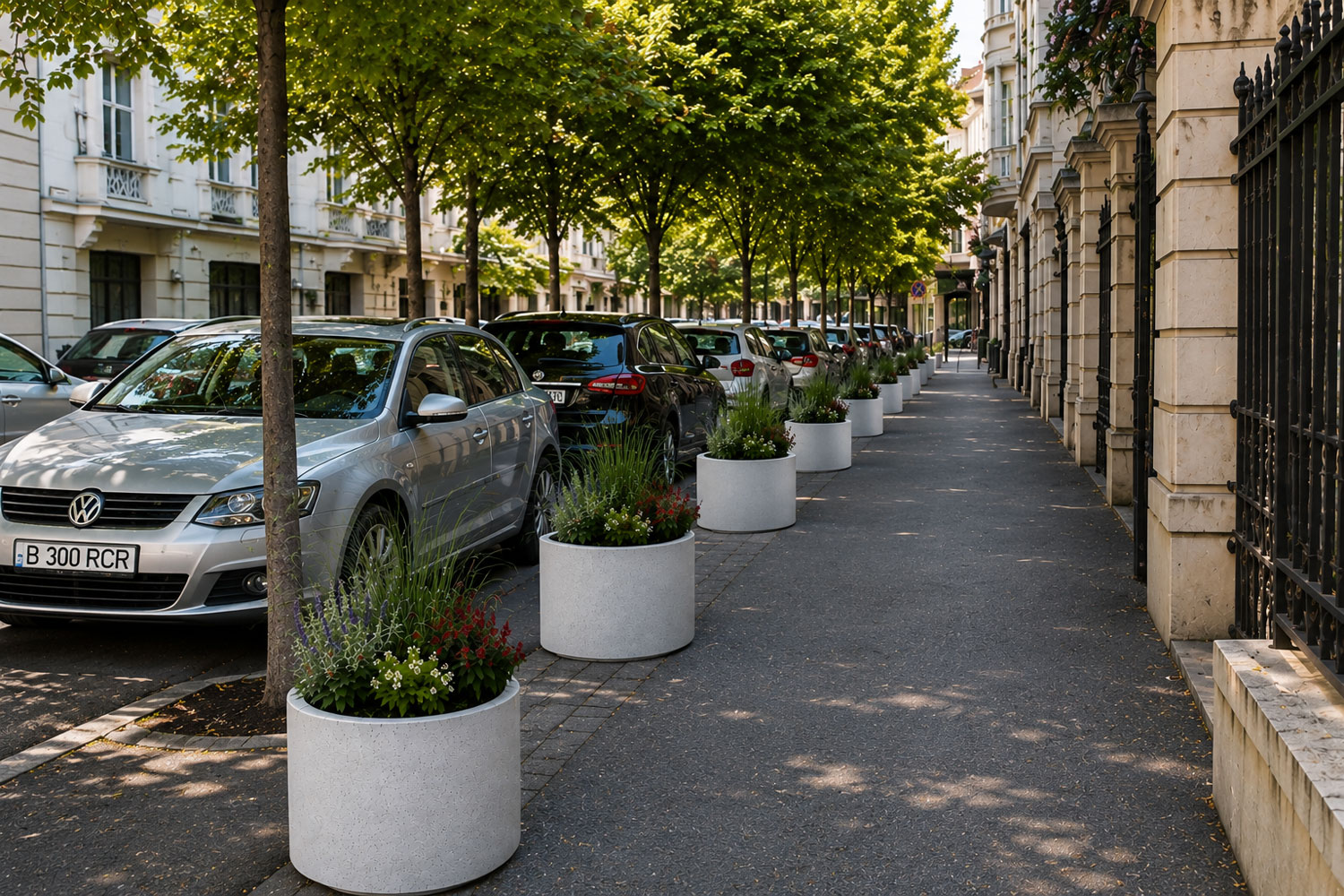 Ghiveci rotund alb din beton 50×50 cm — mobilier urban eprefabricate.ro